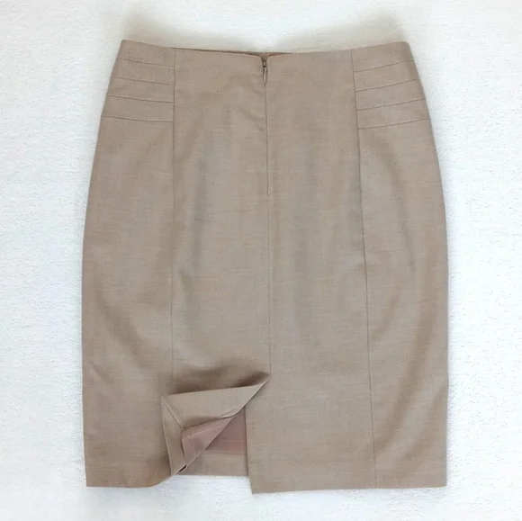 Limited Women's Sand Beige Neutral Tailored Lined Straight Pencil Skirt 0 - Picture 13 of 15